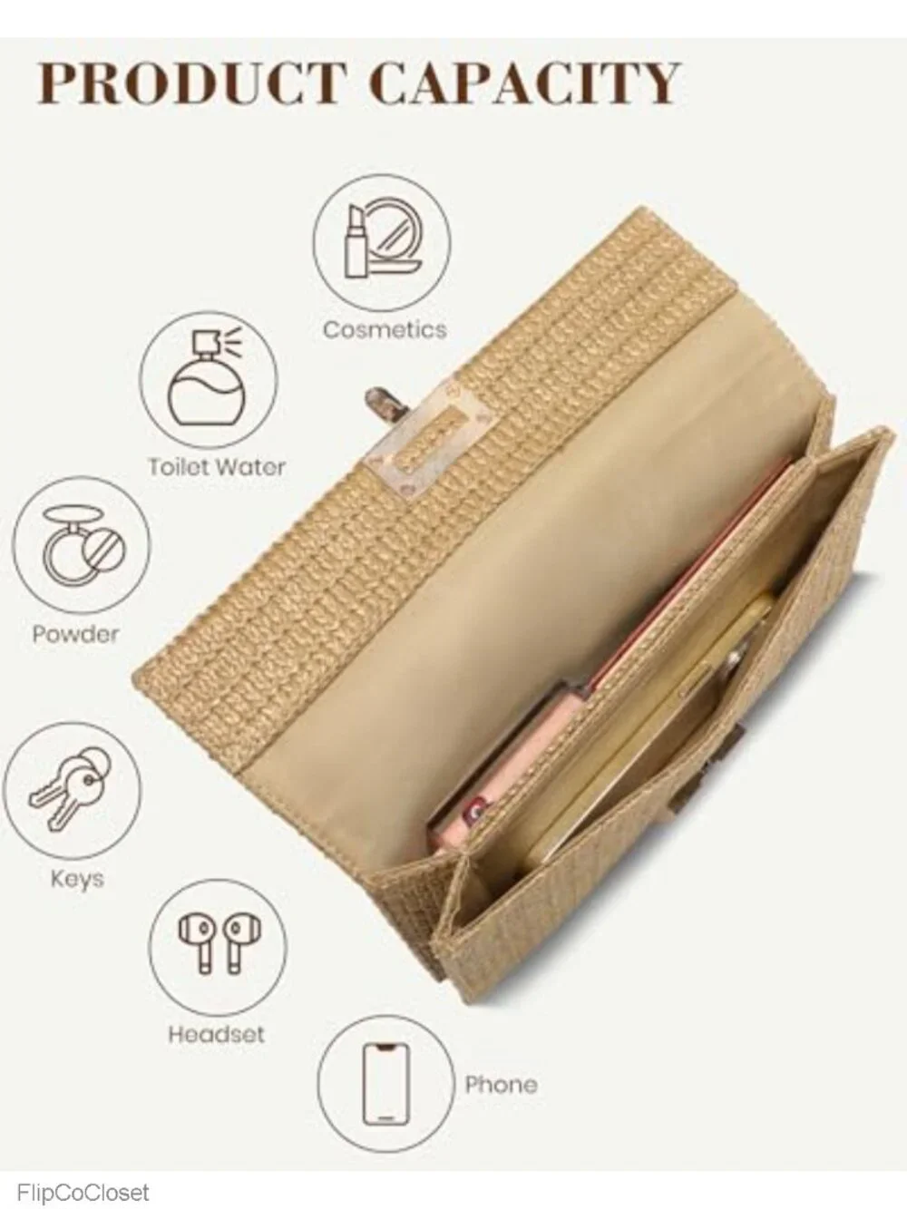Straw Clutch Purses for Women Summer Crossbody Shoulder Bag